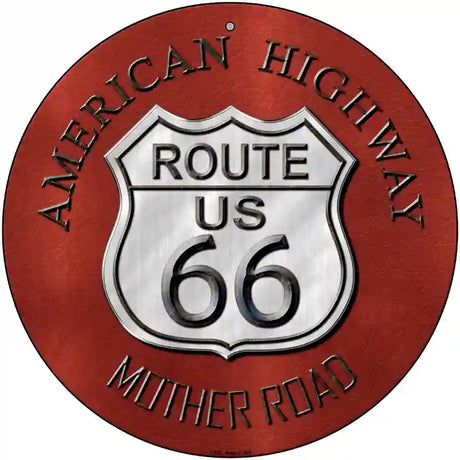 Route 66 American Highway Novelty Metal Circular Sign 12" (C)