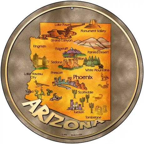 Arizona State Novelty Metal Circular Sign 12" (C)