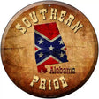 Southern Pride Alabama Novelty Metal Circular Sign 12" (C)