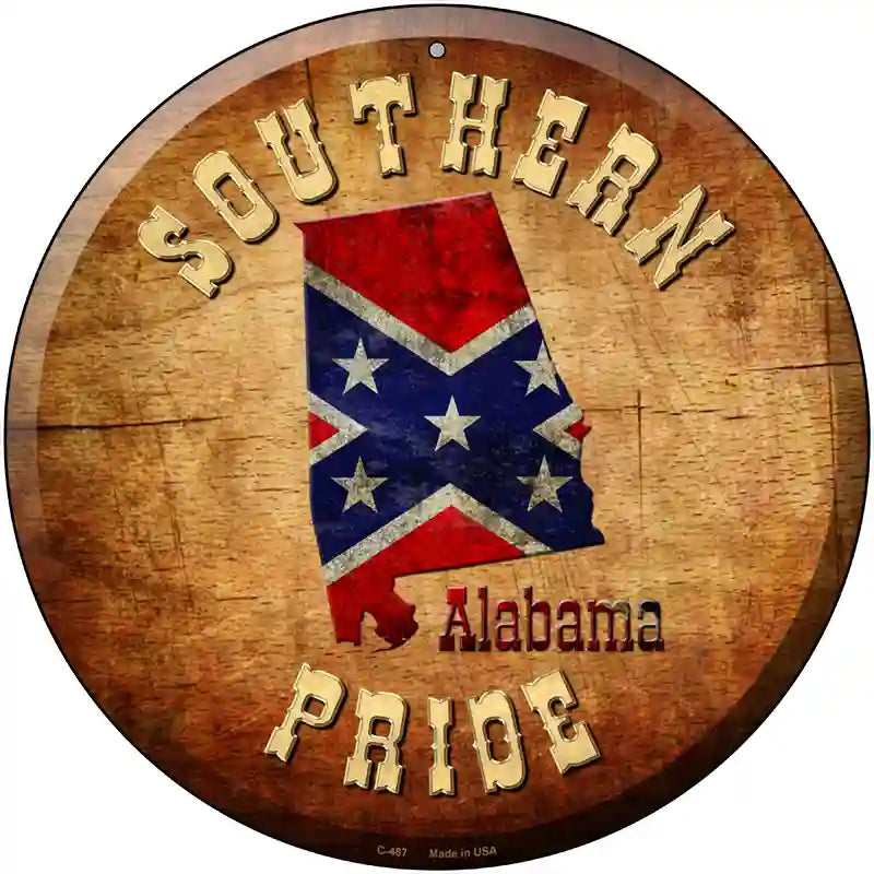 Southern Pride Alabama Novelty Metal Circular Sign 12" (C)