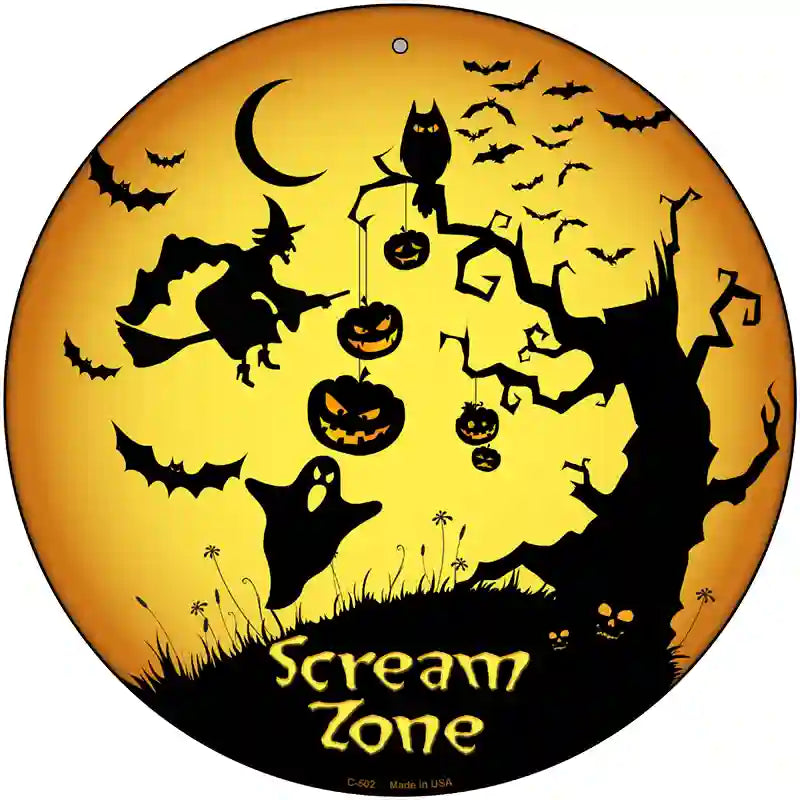 Scream Zone Novelty Metal Circular Sign 12" (C)