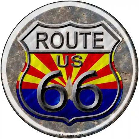 Arizona Route 66 Novelty Metal Circular Sign 12" (C)