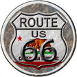 California Route 66 Novelty Metal Circular Sign 12" (C)