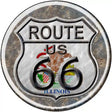 Illinois Route 66 Novelty Metal Circular Sign 12" (C)