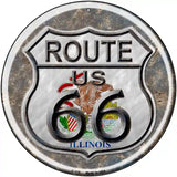 Illinois Route 66 Novelty Metal Circular Sign 12" (C)