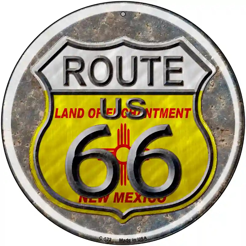 New Mexico Route 66 Novelty Metal Circular Sign 12" (C)