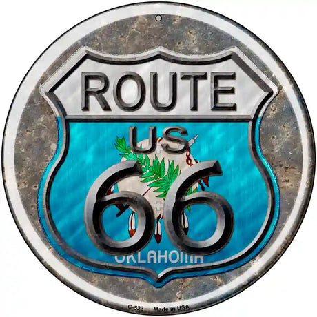 Oklahoma Route 66 Novelty Metal Circular Sign 12" (C)