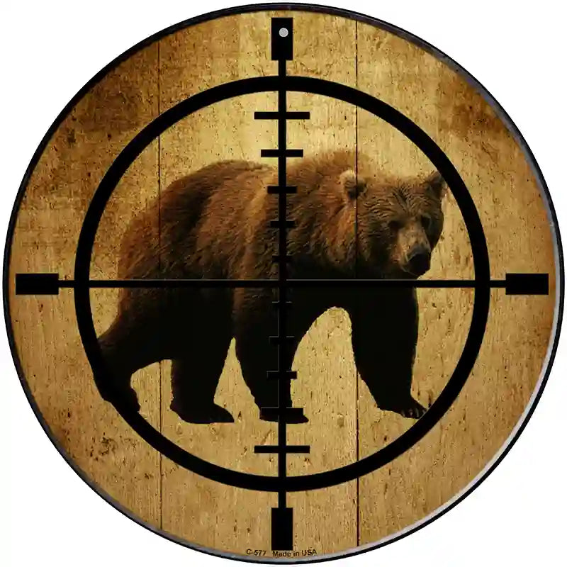 Bear Hunter Novelty Metal Circular Sign 12" (C)