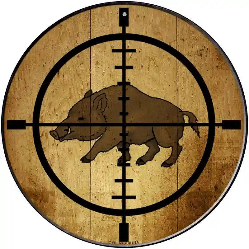 Boar Hunter Novelty Metal Circular Sign 12" (C)