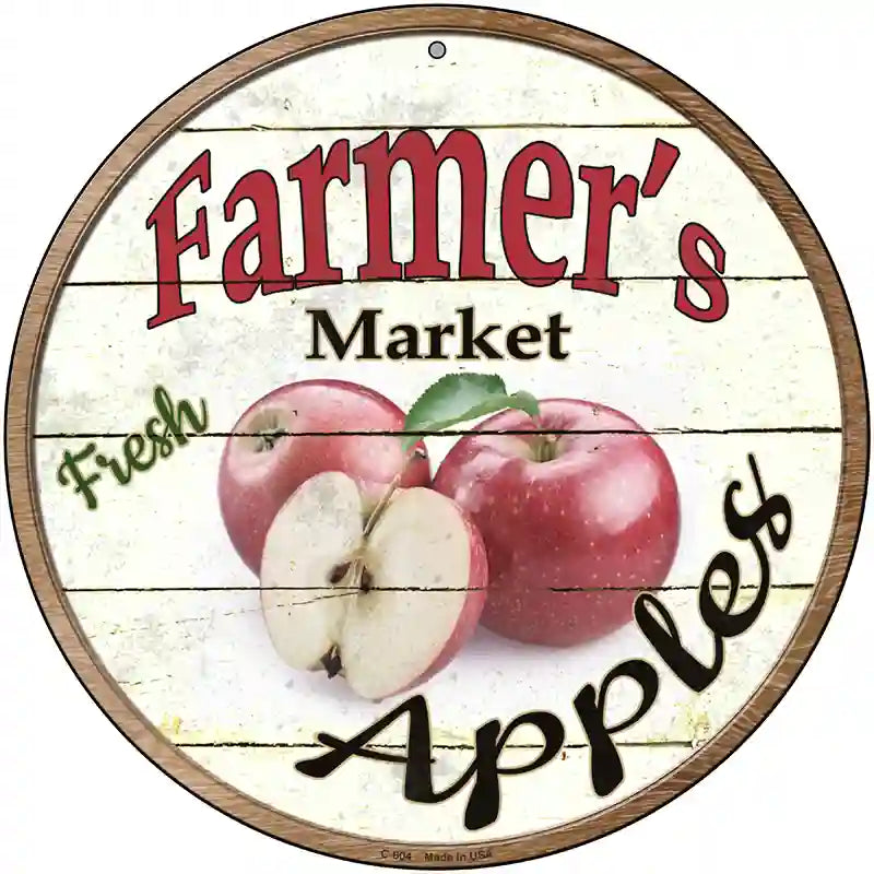 Farmers Market Apples Novelty Metal Circular Sign 12" (C)