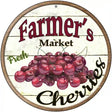 Farmers Market Cherries Novelty Metal Circular Sign 12" (C)