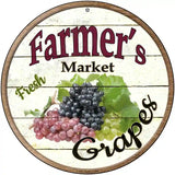 Farmers Market Grapes Novelty Metal Circular Sign 12" (C)