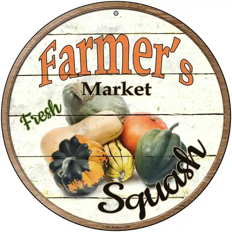 Farmers Market Squash Novelty Metal Circular Sign 12" (C)