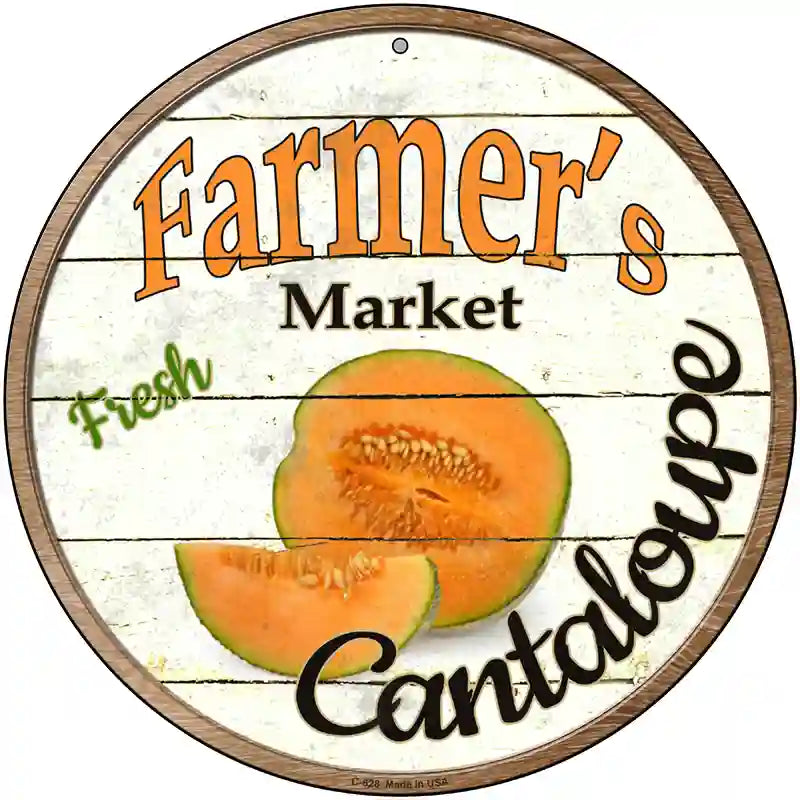 Farmers Market Cantaloupe Novelty Metal Circular Sign 12" (C)