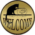 Welcome With Cat Novelty Metal Circular Sign 12" (C)