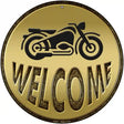 Welcome With Motorcycle Novelty Metal Circular Sign 12" (C)