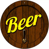 Beer Keg Tap Novelty Metal Circular Sign 12" (C)