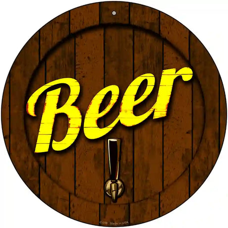 Beer Keg Tap Novelty Metal Circular Sign 12" (C)