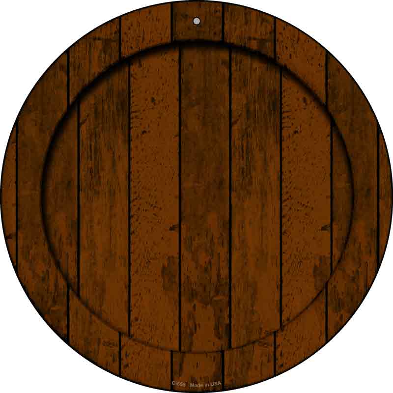 Wooden Background Novelty Metal Circular Sign