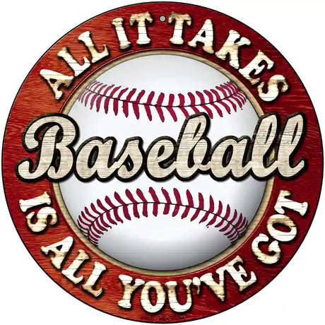 Baseball Novelty Metal Circular Sign 12" (C)