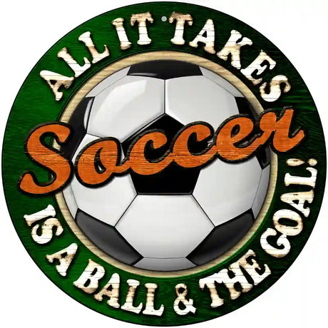 Soccer Novelty Metal Circular Sign 12" (C)