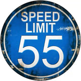 Speed Limit 55 Novelty Metal Circular Sign 12" (C)