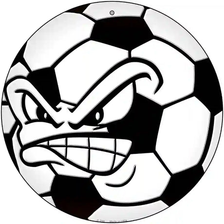 Angry Soccer Ball Novelty Metal Circular Sign 12" (C)