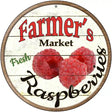 Farmers Market Raspberries Novelty Metal Circular Sign 12" (C)