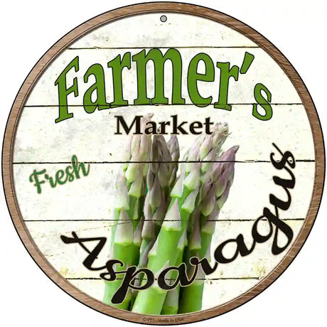 Farmers Market Asparagus Novelty Metal Circular Sign 12" (C)