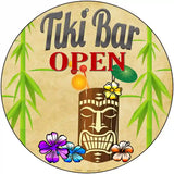 Tiki Bar Open Metal Novelty Circular Sign 12" (C)