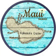 Maui Hawaii Map Novelty Metal Circular Sign 12" (C)