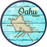 Oahu Hawaii Map Novelty Metal Circular Sign 12" (C)