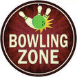 Bowling Zone Novelty Metal Circular Sign 12" (C)