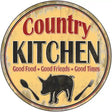 Country Kitchen Novelty Metal Circular Sign 12" (C)