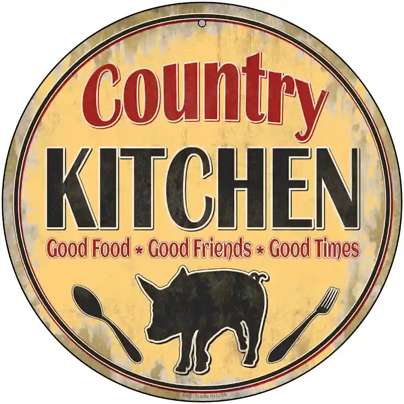 Country Kitchen Novelty Metal Circular Sign 12" (C)