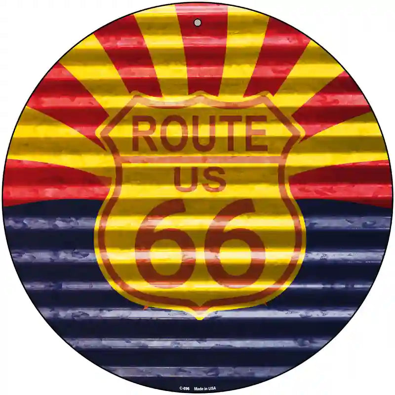 Route 66 Arizona Flag Novelty Circular Sign 12" (C)