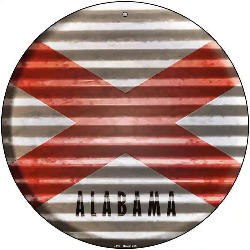 Alabama Flag Corrugated Effect Novelty Circular Sign 12" (C)