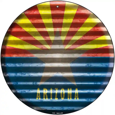 Arizona Flag Corrugated Effect Novelty Circular Sign 12" (C)