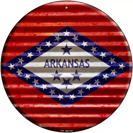 Arkansas Flag Corrugated Effect Novelty Circular Sign 12" (C)