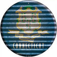 Connecticut Flag Corrugated Effect Novelty Circular Sign 12" (C)