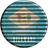 Delaware Flag Corrugated Effect Novelty Circular Sign 12" (C)