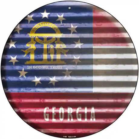 Georgia Flag Corrugated Effect Novelty Circular Sign 12" (C)