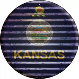 Kansas Flag Corrugated Effect Novelty Circular Sign 12" (C)