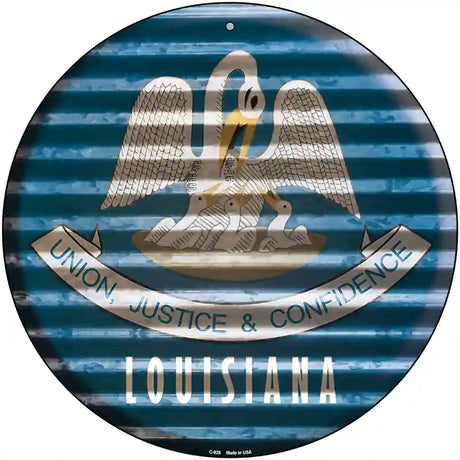 Louisiana Flag Corrugated Effect Novelty Circular Sign 12" (C)