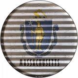 Massachusetts Flag Corrugated Effect Novelty Circular Sign 12" (C)