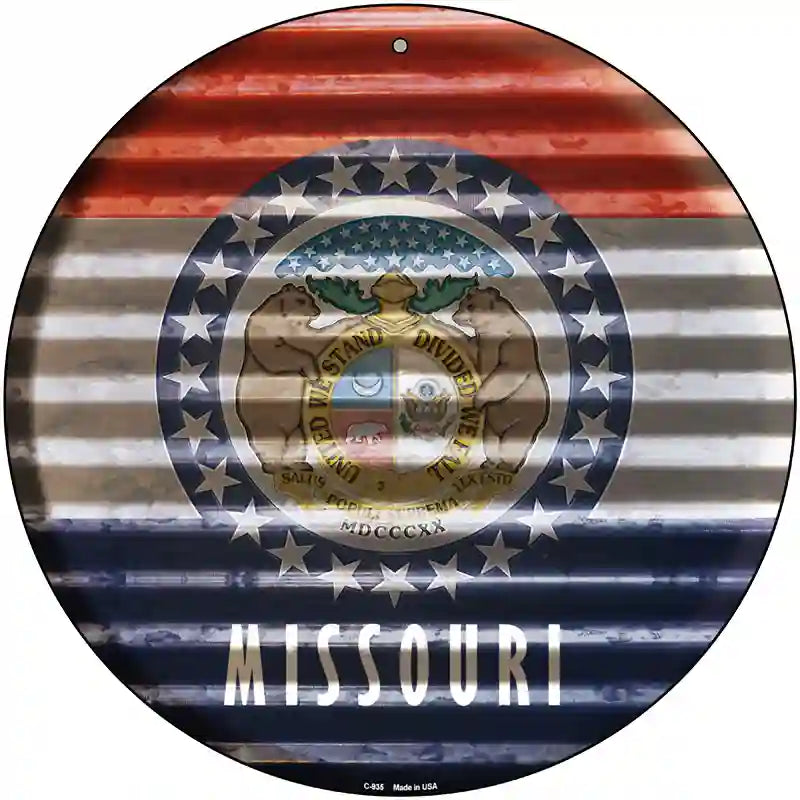 Missouri Flag Corrugated Effect Novelty Circular Sign 12" (C)