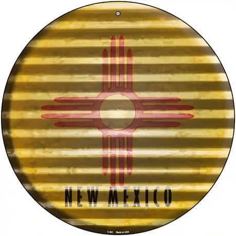 New Mexico Flag Corrugated Effect Novelty Circular Sign 12" (C)