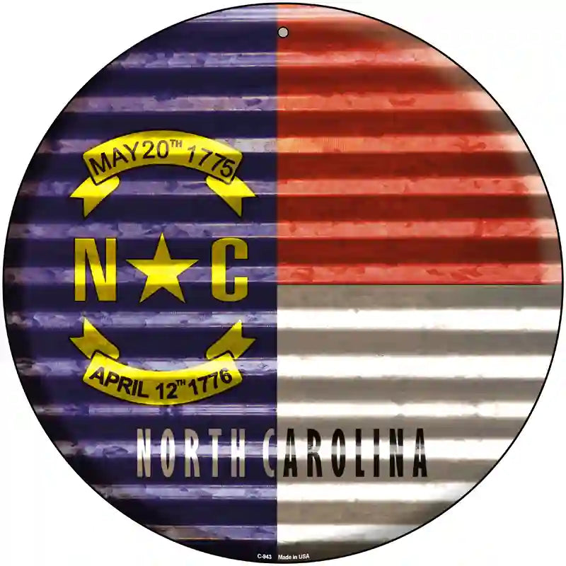 North Carolina Flag Corrugated Effect Novelty Circular Sign 12" (C)