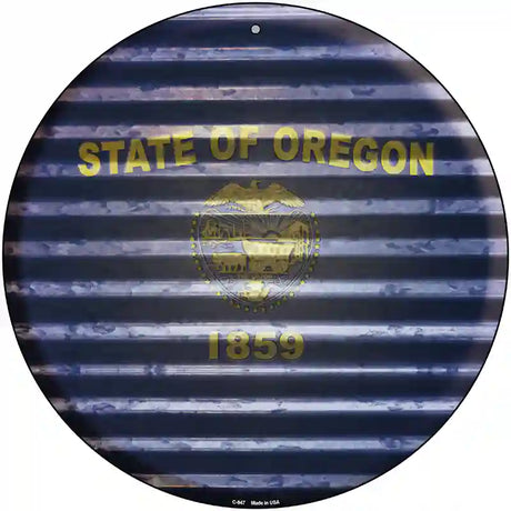 Oregon Flag Corrugated Effect Novelty Circular Sign 12" (C)