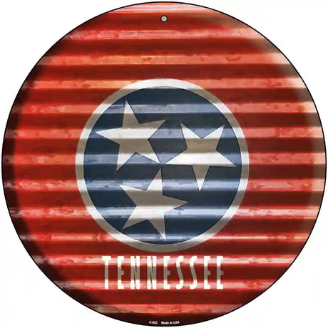 Tennessee Flag Corrugated Effect Novelty Circular Sign 12" (C)